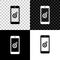 Setting on smartphone screen icon isolated on black, white and transparent background. Mobile phone and gear sign