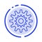 Settings, Cog, Gear, Production, System, Wheel, Work Blue Dotted Line Line Icon