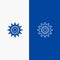 Settings, Cog, Gear, Production, System, Wheel, Work Line and Glyph Solid icon Blue banner Line and Glyph Solid icon Blue banner