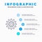 Settings, Cog, Gear, Production, System, Wheel, Work Line icon with 5 steps presentation infographics Background