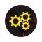 Settings gears icon elegant black round button