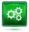 Settings gears icon neon light green square button