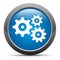 Settings gears icon premium blue round button vector illustration