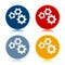 Settings gears icon trendy flat round buttons set illustration design