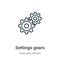 Settings gears outline vector icon. Thin line black settings gears icon, flat vector simple element illustration from editable