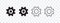 Settings icons. Black gear icons. Cogwheel icons. Vector scalable graphics