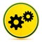 Settings process icon lemon lime yellow round button illustration