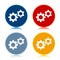 Settings process icon trendy flat round buttons set illustration design