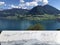 Settlement Buochs on the shores of Lake Luzerne or Vierwaldstaettersee Vierwaldsattersee, at the end of the Engelbergertal