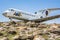 Sevan Lake, Armenia - May 10, 2017. Wreck of airplane Jak 40 of Armenian Airlines on coast of Sevan Lake