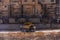 SEVASTOPOL - AUGUST 4, 2015: Old yellow dumper at crushed stone