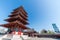 The seven-building garan, Buddhist tower in Shitennoji Temple in Osaka, Japan