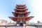 The seven-building garan, Buddhist tower in Shitennoji Temple in Osaka, Japan