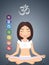 Seven chakras symbols and girl in meditation