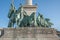 Seven chieftains of the Magyars Sculptures Elod, Ond, Kond at Millennium Monument at Heroes Square - Budapest, Hungary