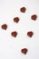 Seven chocolate hearts