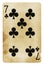 Seven of Clubs Vintage playing card - isolated on white