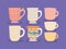 seven coffee cups