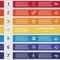Seven colour strips, template for infographics