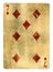 Seven of Diamond Vintage playing card - isolated on white