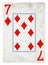 Seven of Diamond Vintage playing card - isolated on white