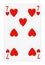 Seven of Hearts playing card - isolated on white