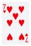 Seven of Hearts playing card - isolated on white