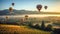 Seven Hot Air Balloon Ride Over Beautiful Napa Valley, California, United States - Generative AI
