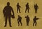 seven military soldiers silhouettes