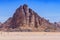 The Seven Pillars of Wisdom rock formation, Wadi Rum, Jordan