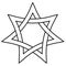 seven pointed star with braided sides, vector star david weave icon in outline style