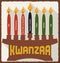 Seven Principles and Candles for Kwanzaa in Flat Style, Vector Illustration