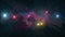 Seven rainbow colored stars shine in soft nebula night sky illustration background new quality nature scenic cool