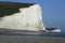 Seven sisters chalk cliffs pebble beach sussex uk