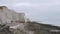 Seven Sisters, Clifftop Paths Nature Reserve View of the Chalk Cliffs and the English Channel sea from the edge. South of England