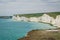 Seven Sisters National park, white cliffs,beach,ocean East Sussex, England