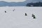 Seven snowmobiles on Lake Pleasant