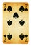 Seven of Spades Vintage playing card - isolated on white