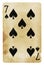 Seven of Spades Vintage playing card - isolated on white