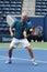 Seven times Grand Slam Champion John McEnroe in action during 2018 US Open exhibition match at newly open Louis Armstrong Stadium