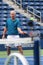 Seven times Grand Slam Champion John McEnroe in action during 2018 US Open exhibition match at newly open Louis Armstrong Stadium