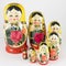 Seven traditional Russian nesting dolls descending spiral