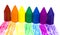 Seven wax crayons