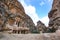 Seven wonders of new world. Petra - Jordan. Buildings in the rock. Beautiful view on a old buildings. Unesco