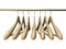 Seven wood hangers isolated on the white background