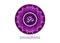 Seventh chakra Sahasrara logo template.  Circle Crown chakra symbol, Purple sacral sign meditation, yoga round mandala icon