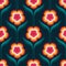 Seventies retro abstract bold flower seamless pattern