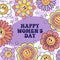 Seventies retro Flower Power background with hippie flowers. International Womens day. 8th March Day. Mothers day