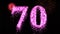 Seventieth number pyrotechnics pink glow at night - video footage