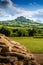 Severac-Le-Chateau castle and hill during a sunny day